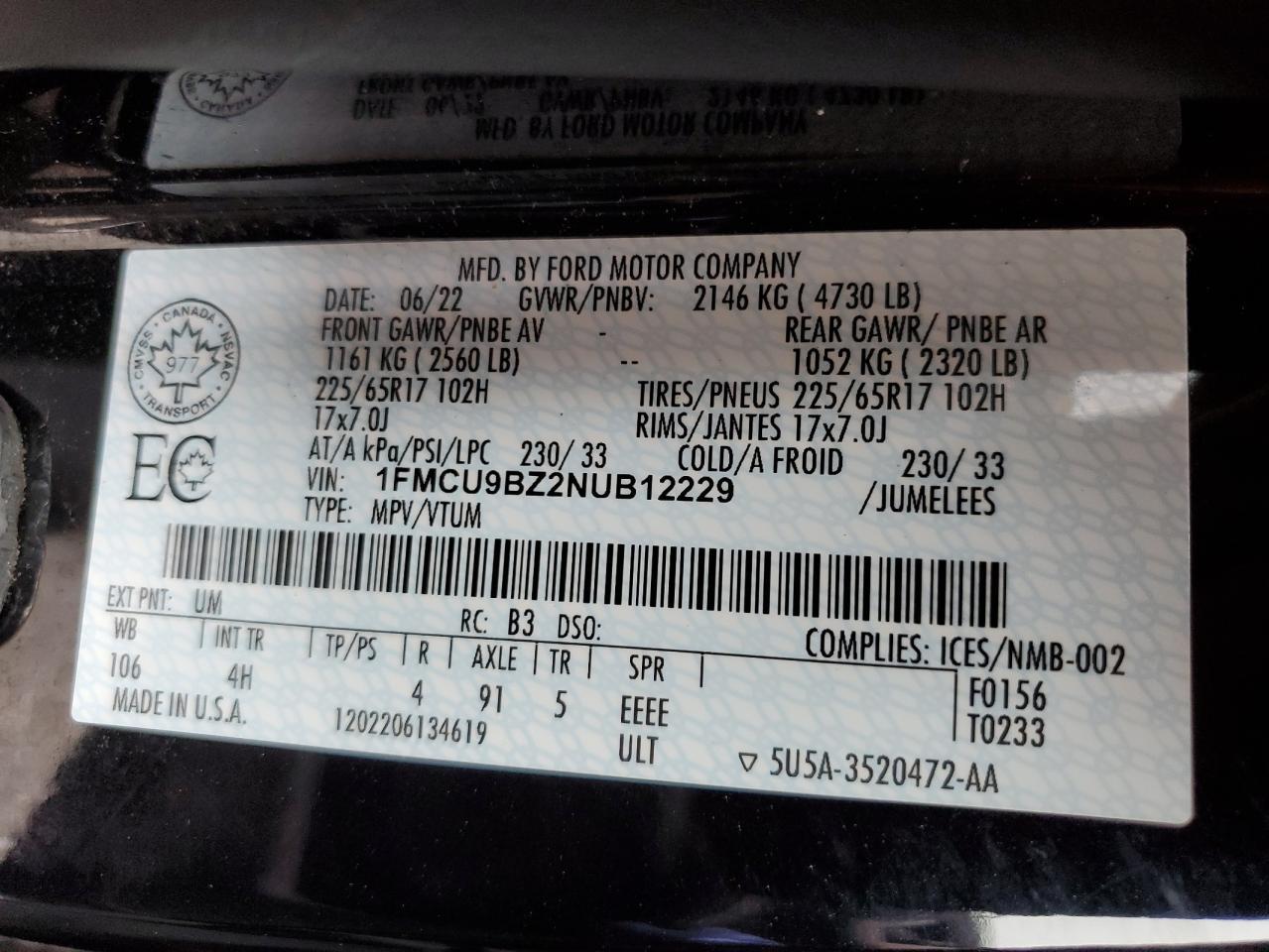 2022 FORD ESCAPE