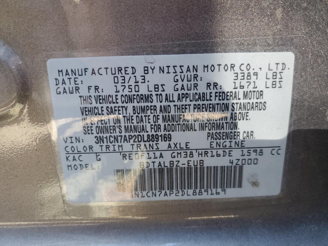 2013 NISSAN VERSA