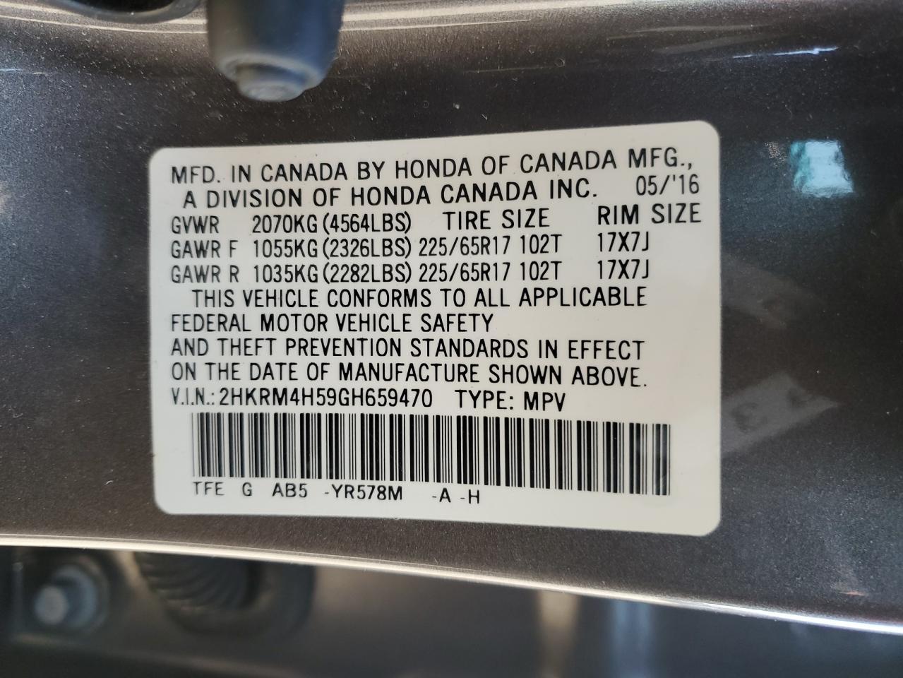 2016 HONDA CR-V