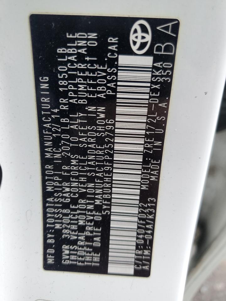 2015 TOYOTA COROLLA