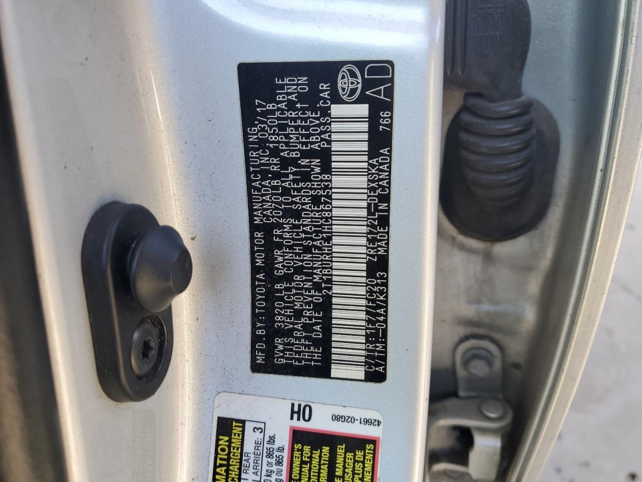 2017 TOYOTA COROLLA