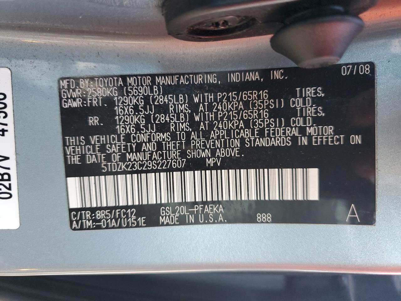 2009 TOYOTA SIENNA