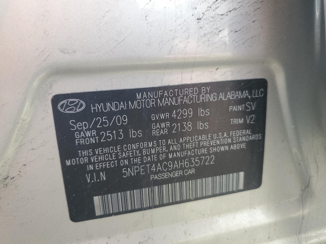 2010 HYUNDAI SONATA