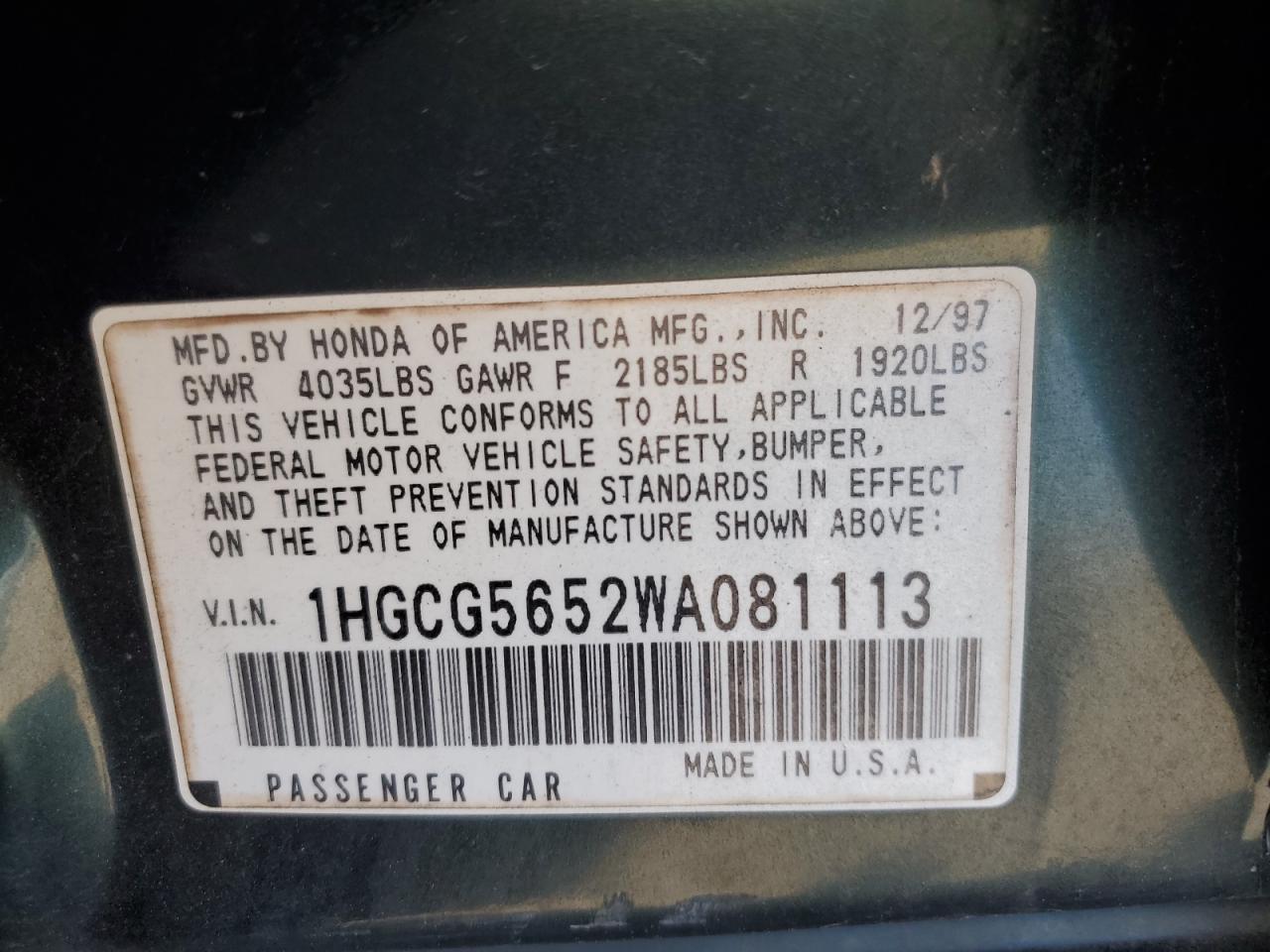 1998 HONDA ACCORD
