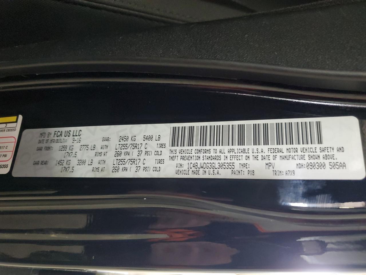 2016 JEEP WRANGLER