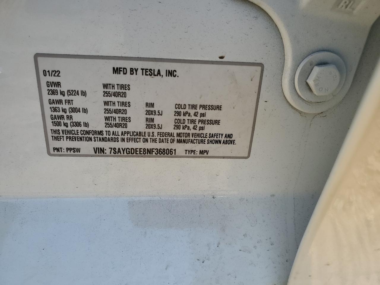 2022 TESLA MODEL Y