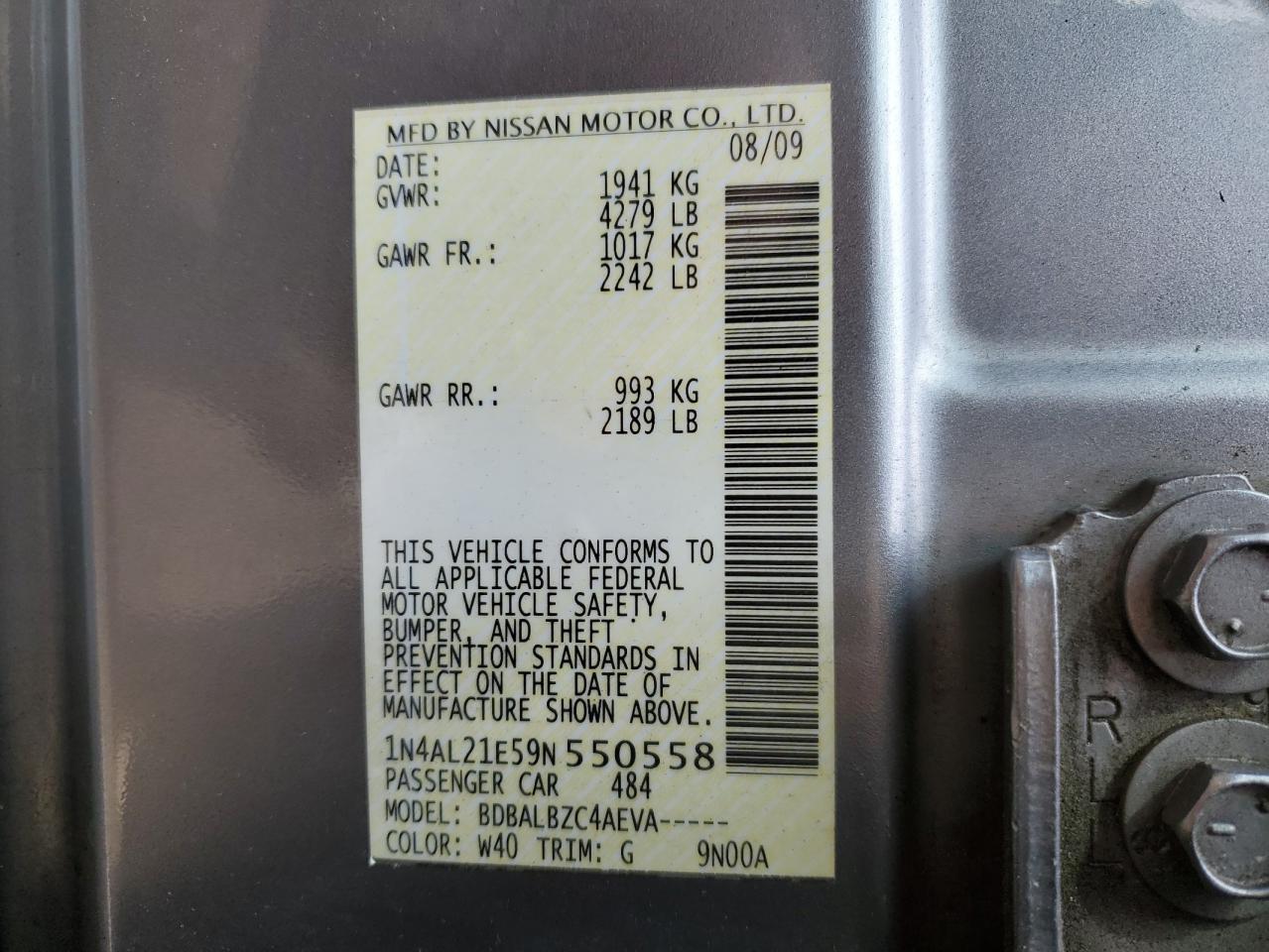 2009 NISSAN ALTIMA