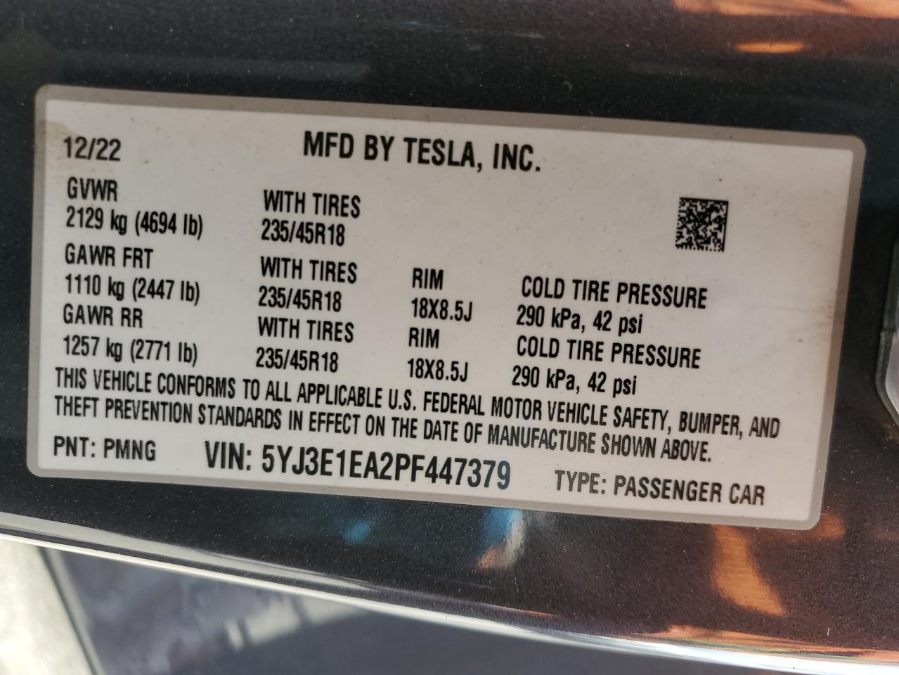 2023 TESLA MODEL 3