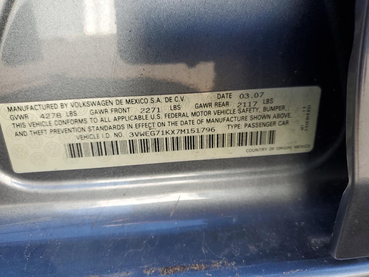 2007 VOLKSWAGEN JETTA