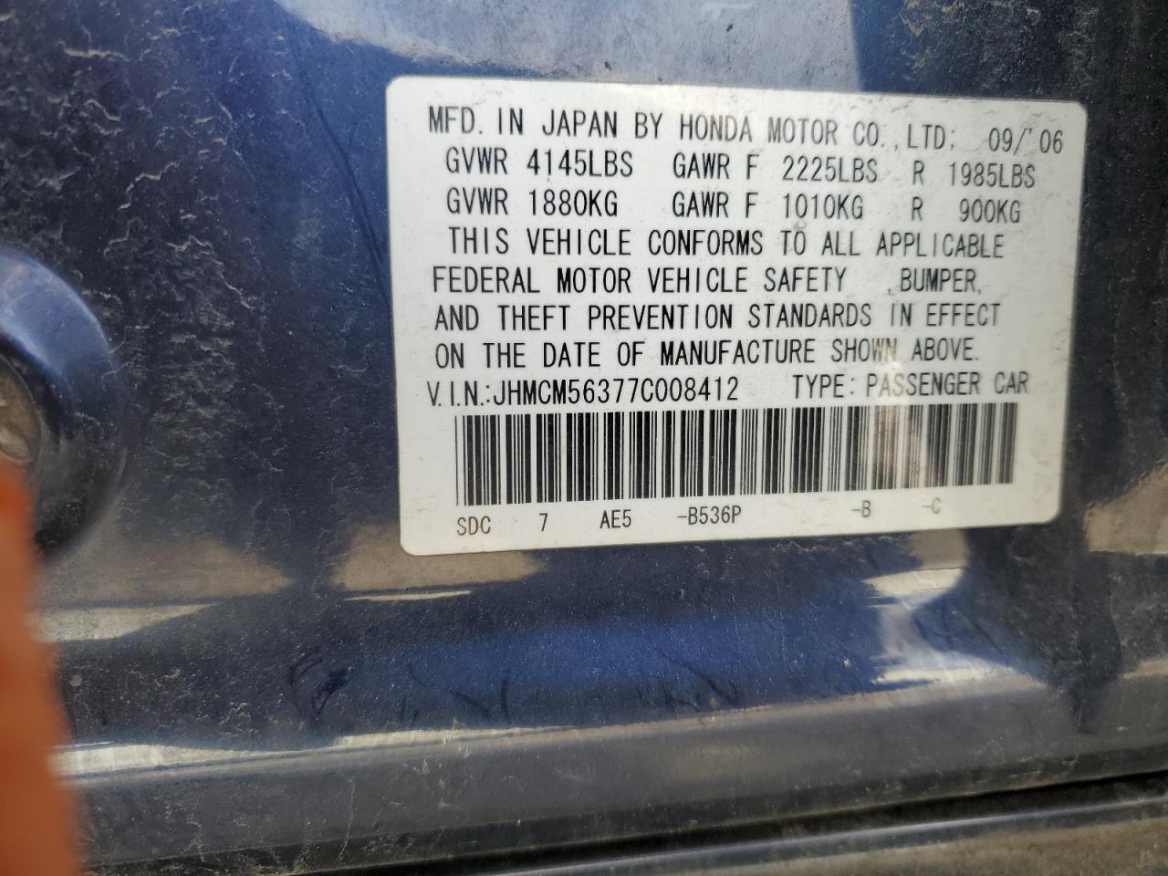 2007 HONDA ACCORD