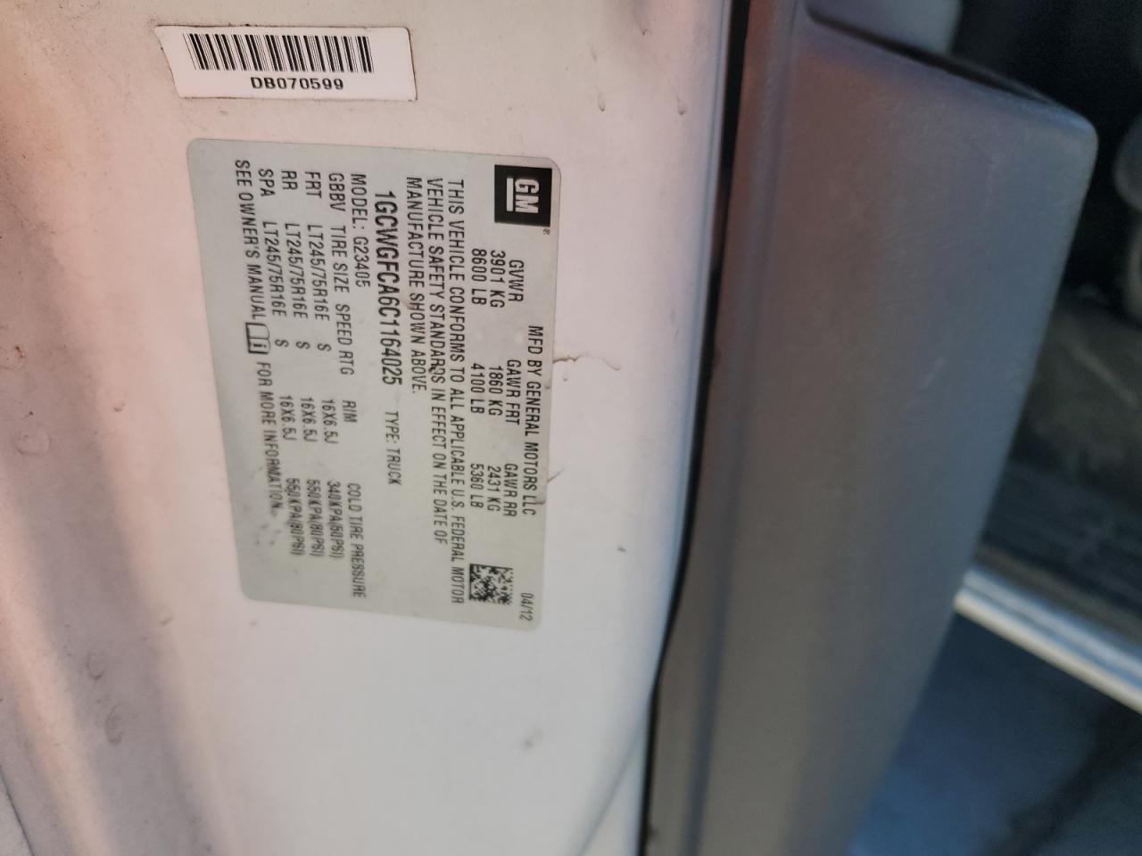 2012 CHEVROLET EXPRESS 2500