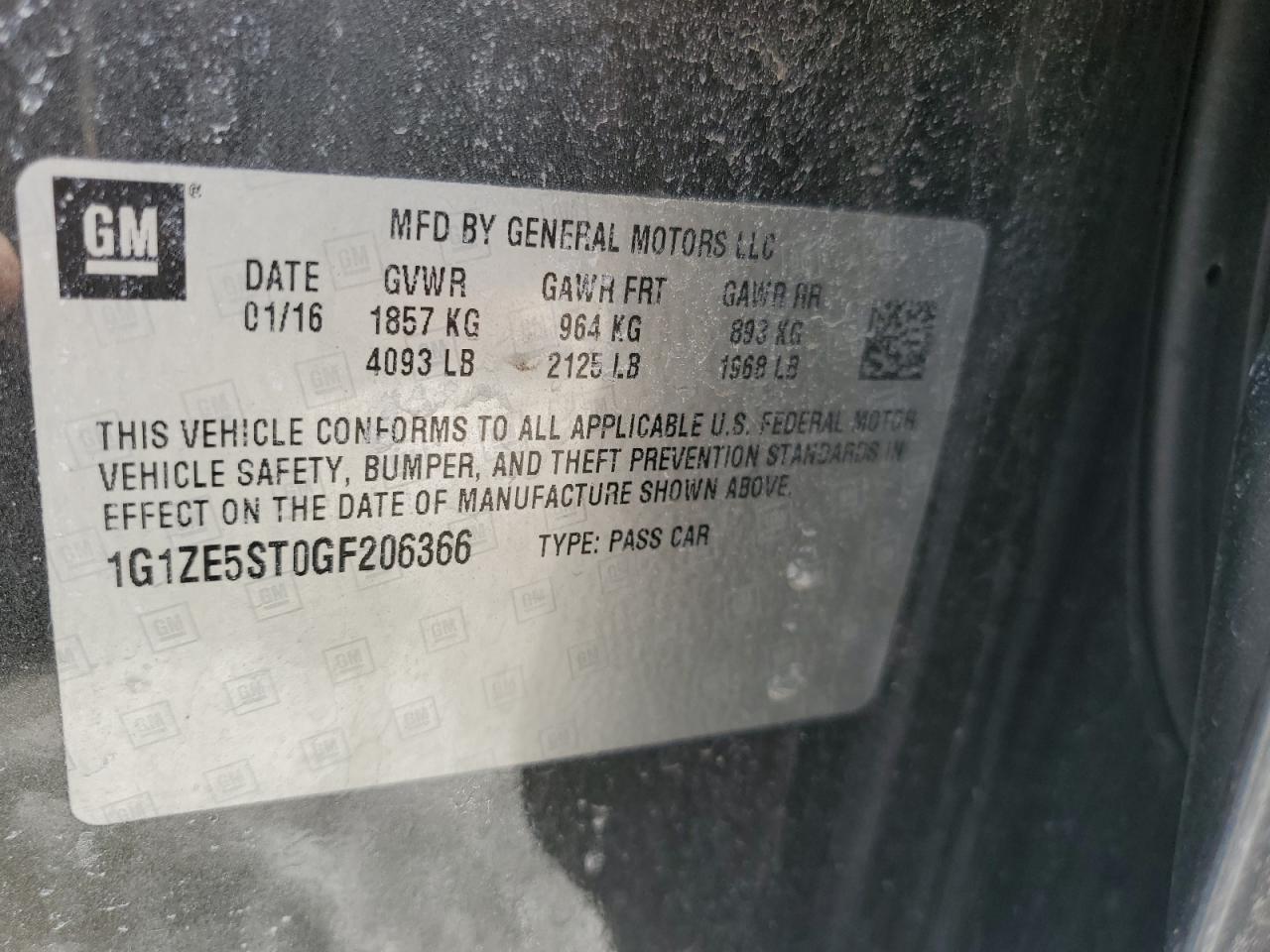 2016 CHEVROLET MALIBU