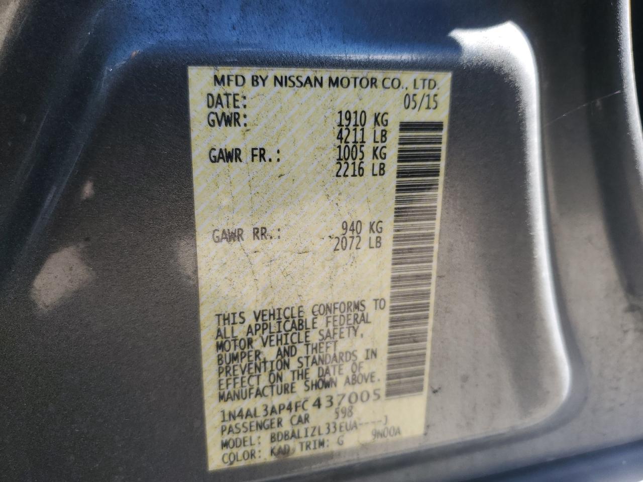 2015 NISSAN ALTIMA