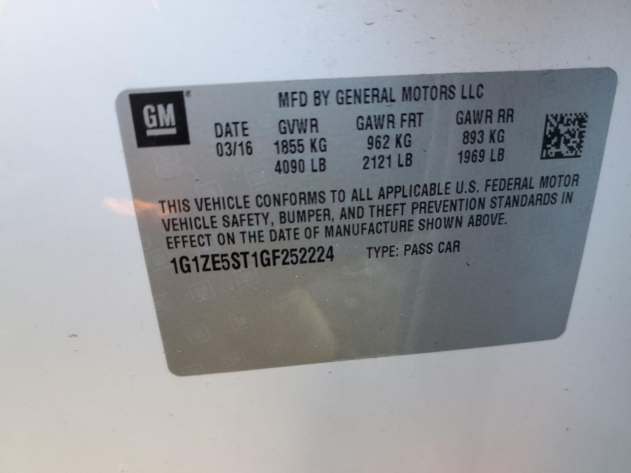2016 CHEVROLET MALIBU