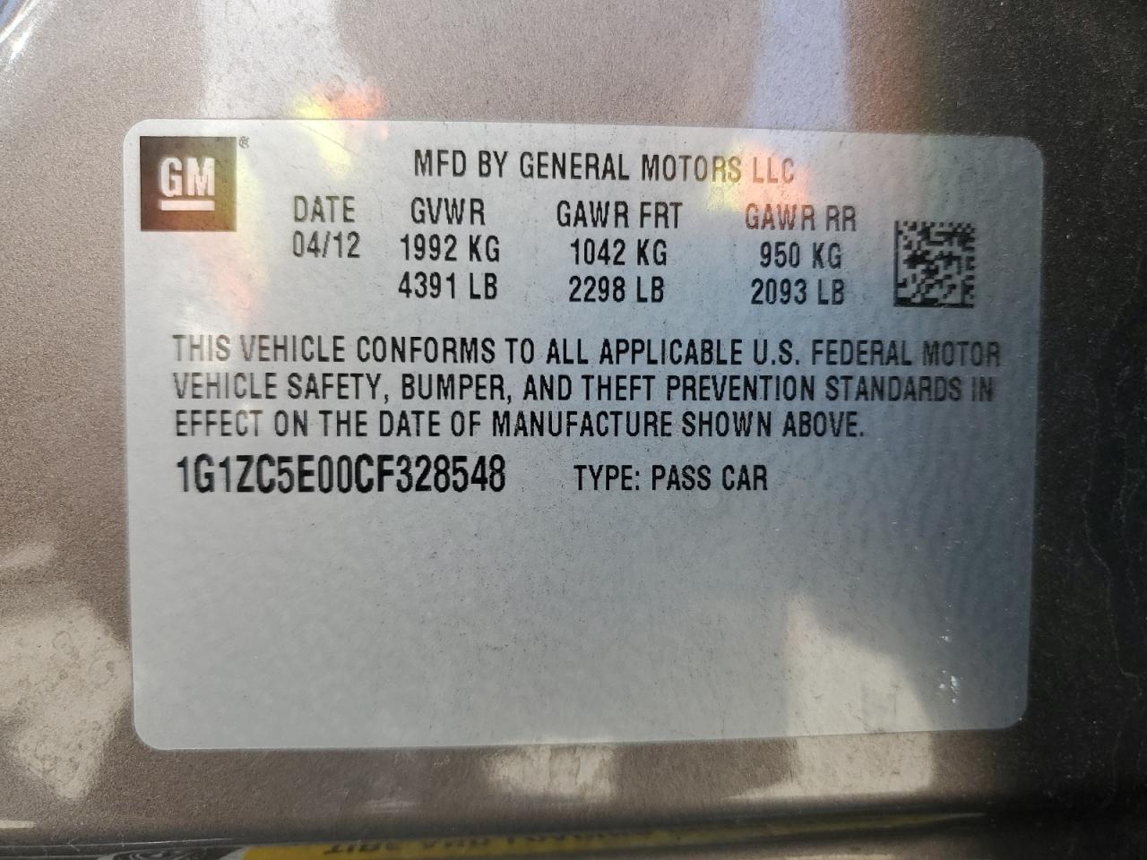 2012 CHEVROLET MALIBU