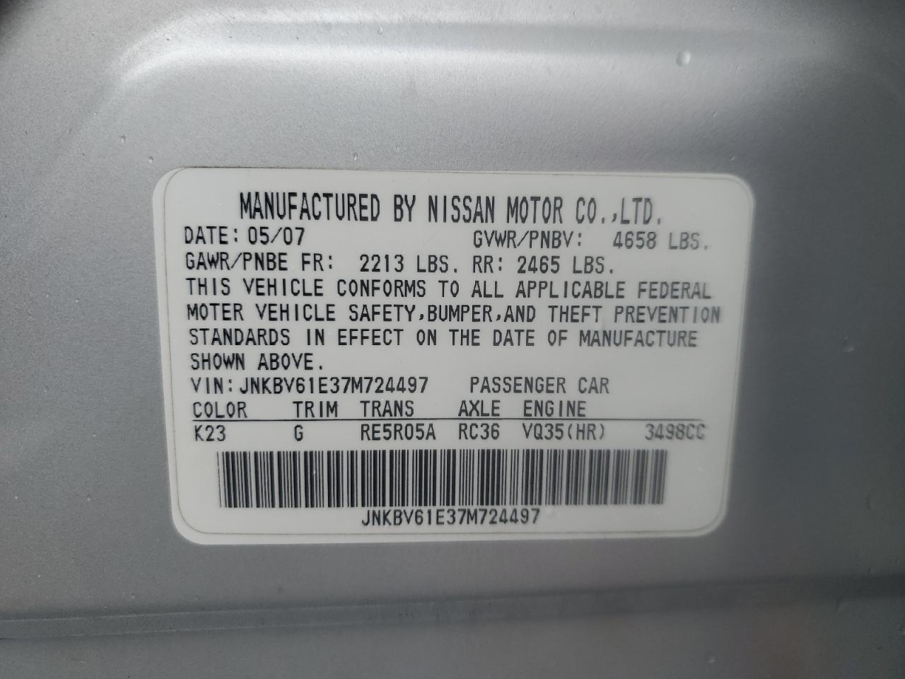 2007 INFINITI G35