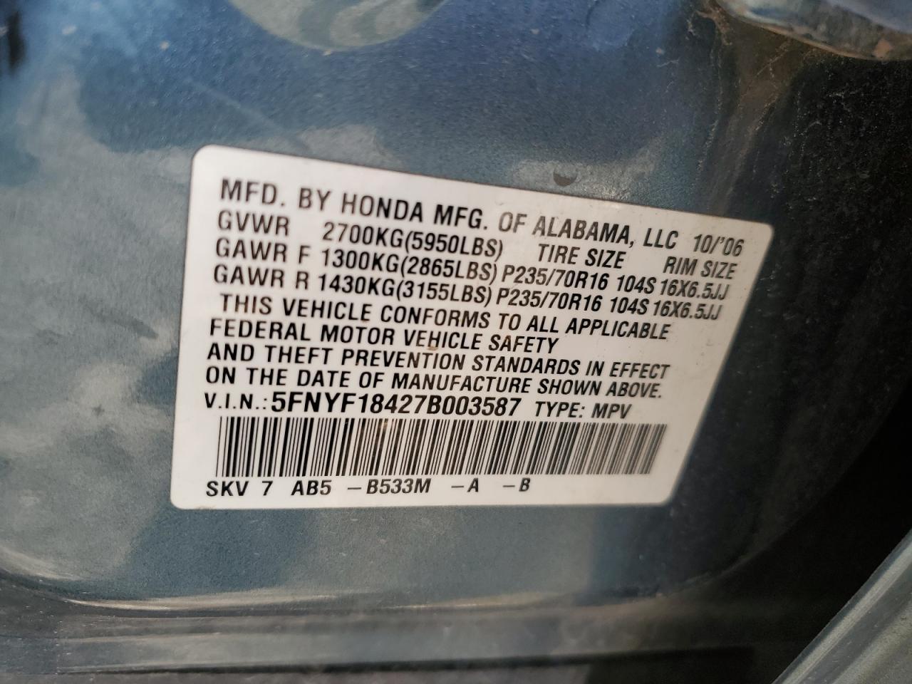 2007 HONDA PILOT