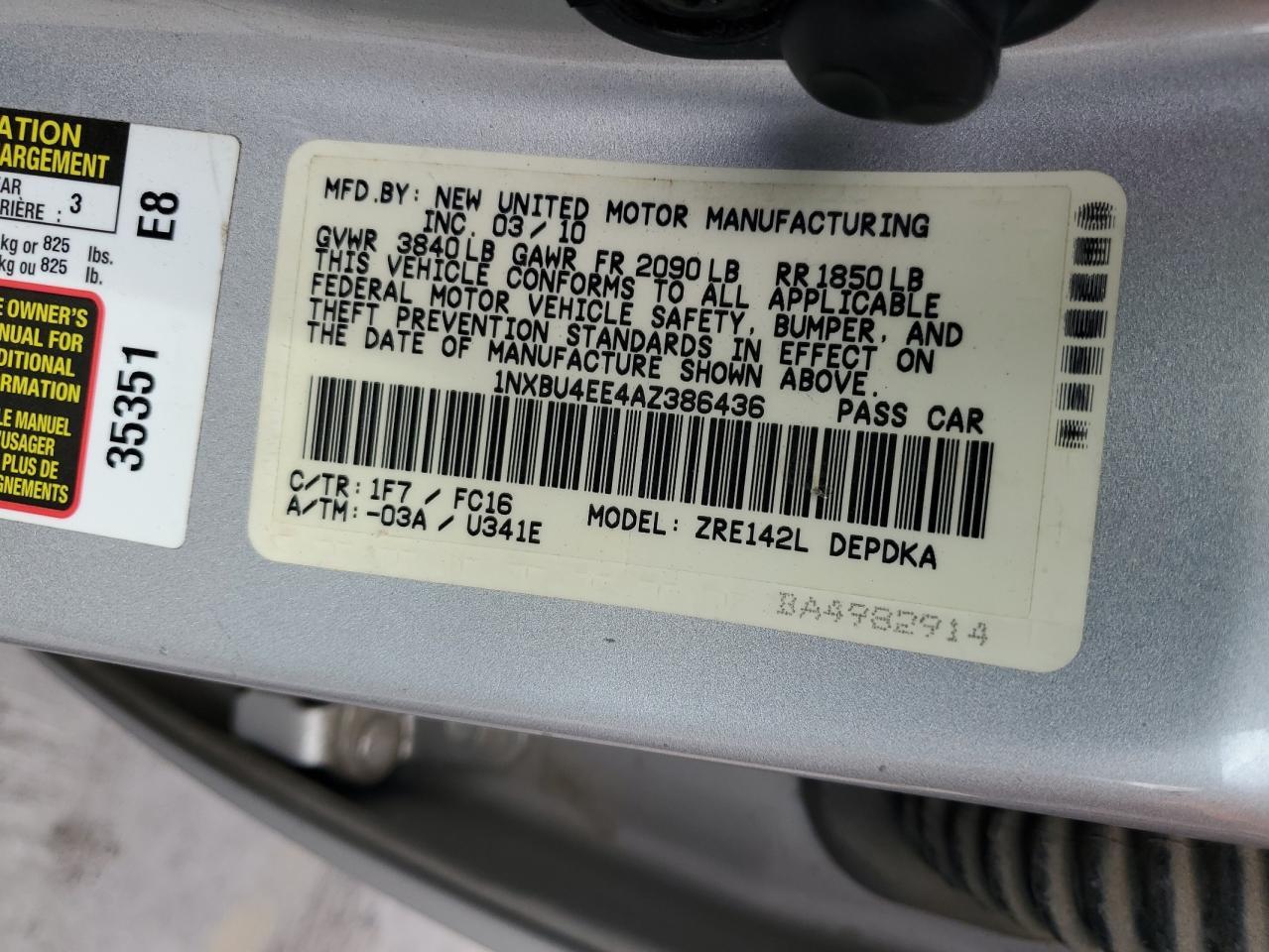 2010 TOYOTA COROLLA