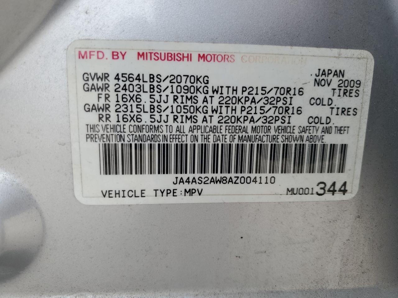 2010 MITSUBISHI outlander