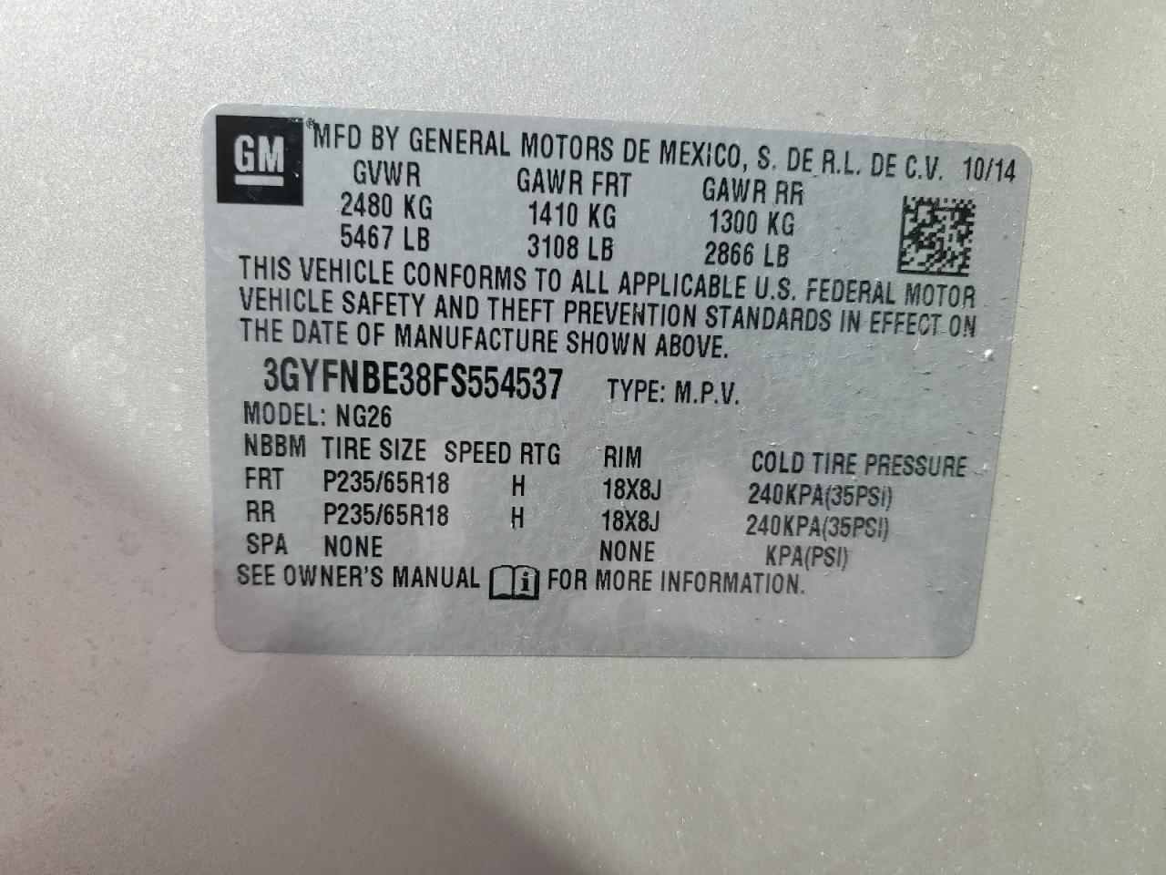 2015 CADILLAC SRX