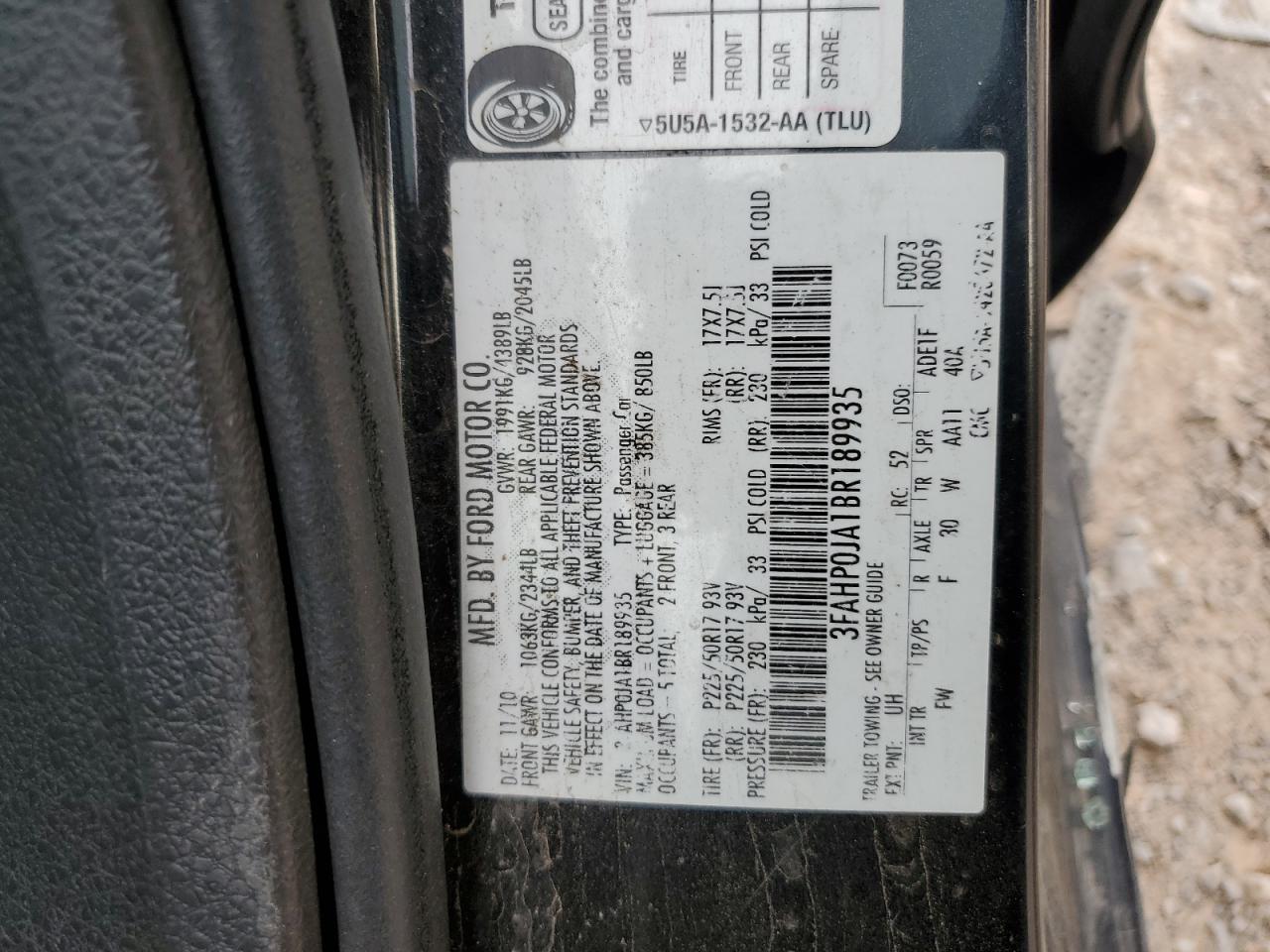 2011 FORD FUSION