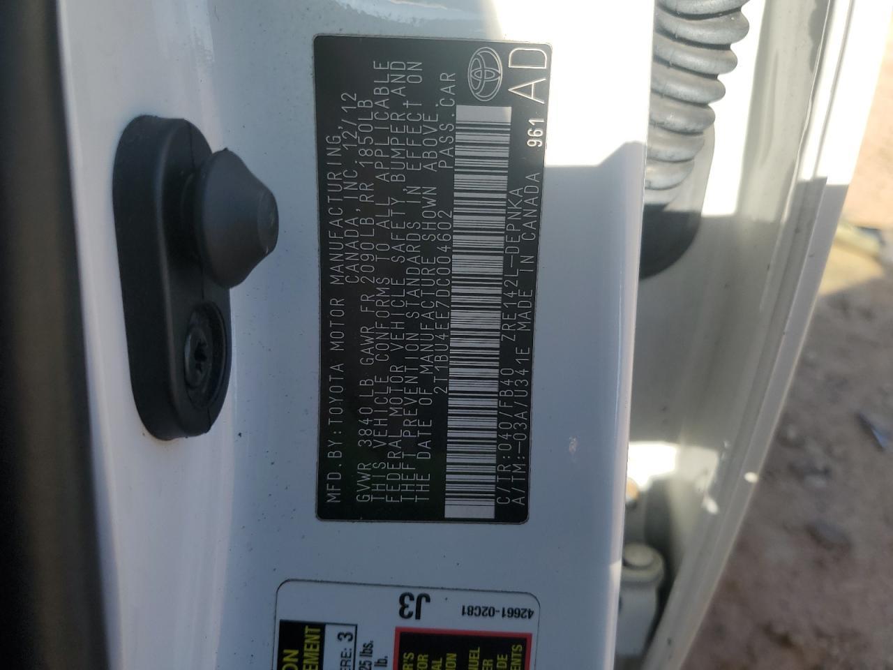 2013 TOYOTA COROLLA