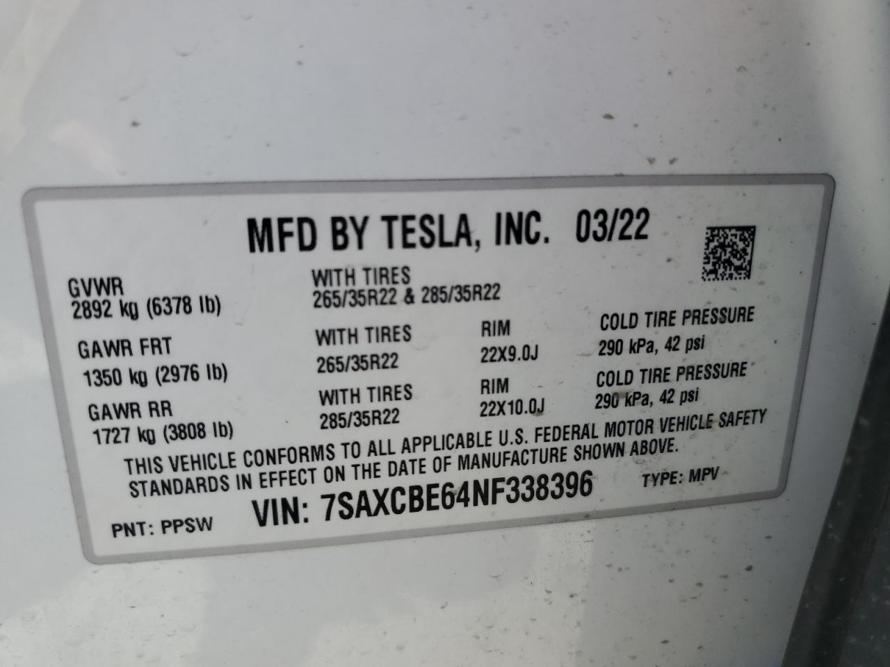 2022 TESLA MODEL X