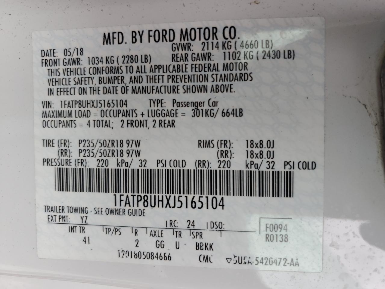 2018 FORD MUSTANG