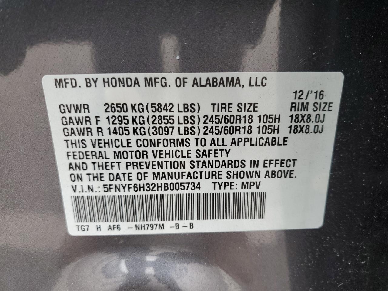 2017 HONDA PILOT