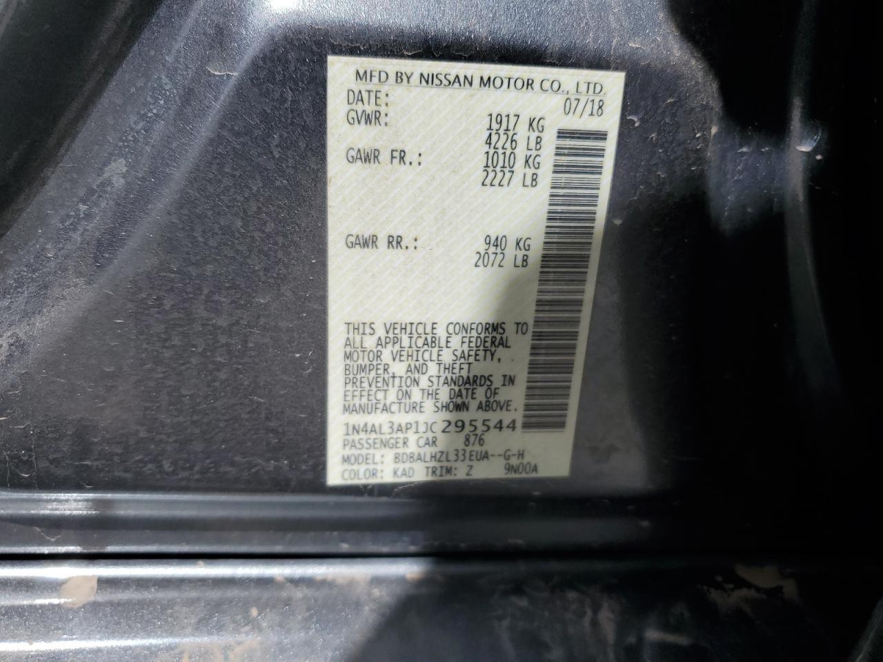 2018 NISSAN ALTIMA