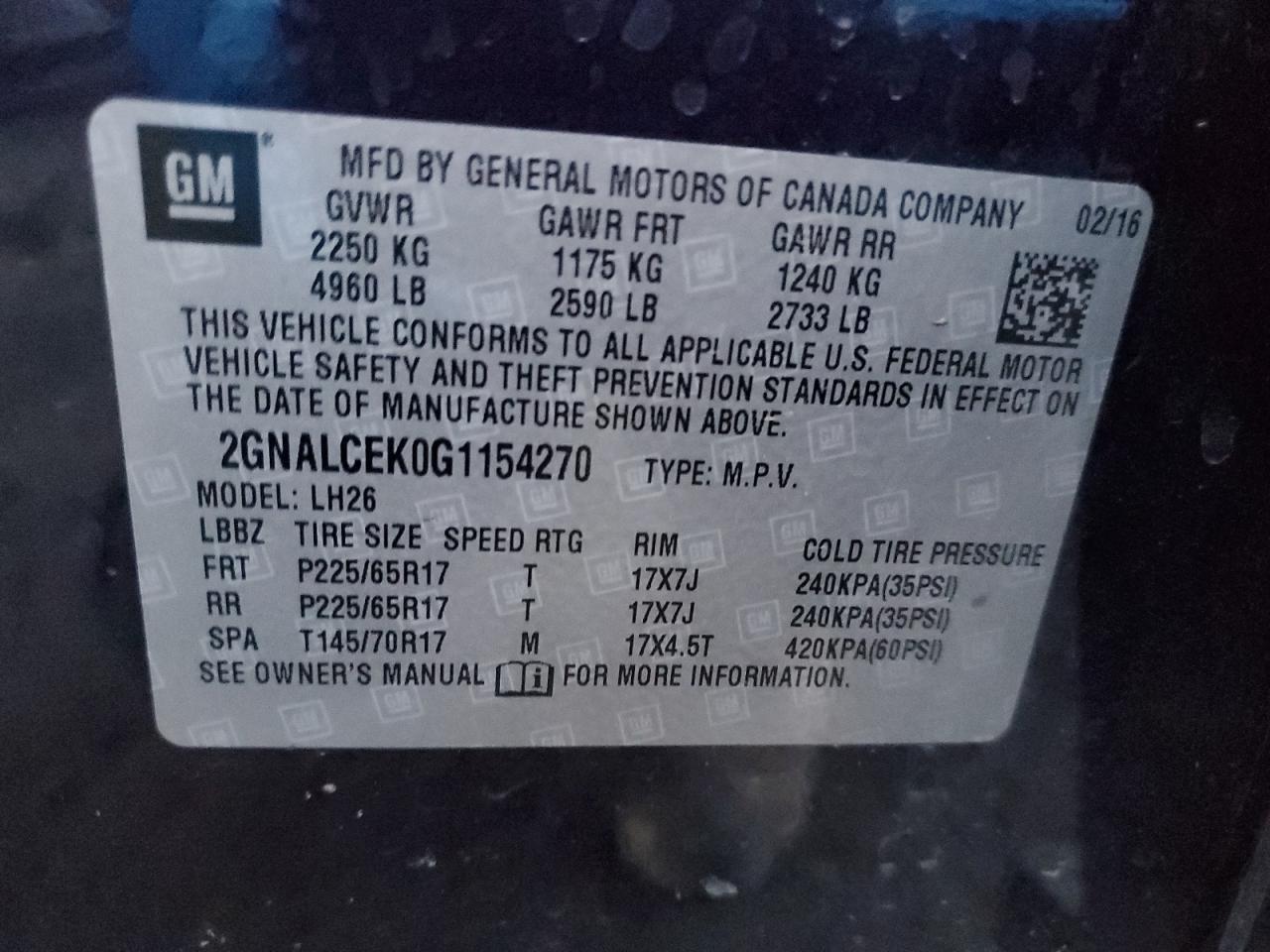 2016 CHEVROLET EQUINOX
