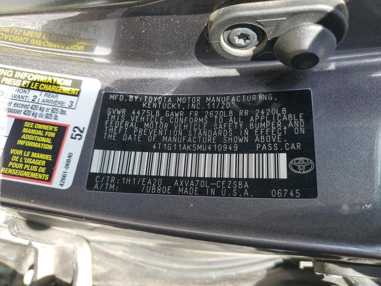 2021 TOYOTA CAMRY
