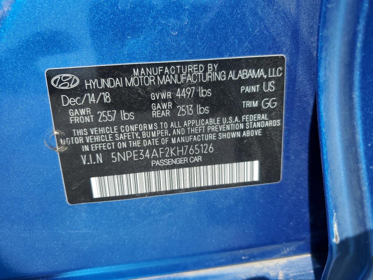 2019 HYUNDAI SONATA