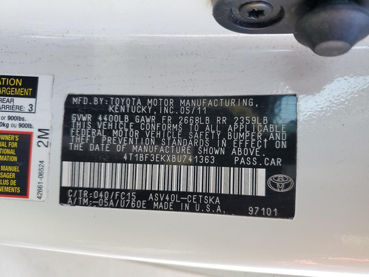 2011 TOYOTA CAMRY