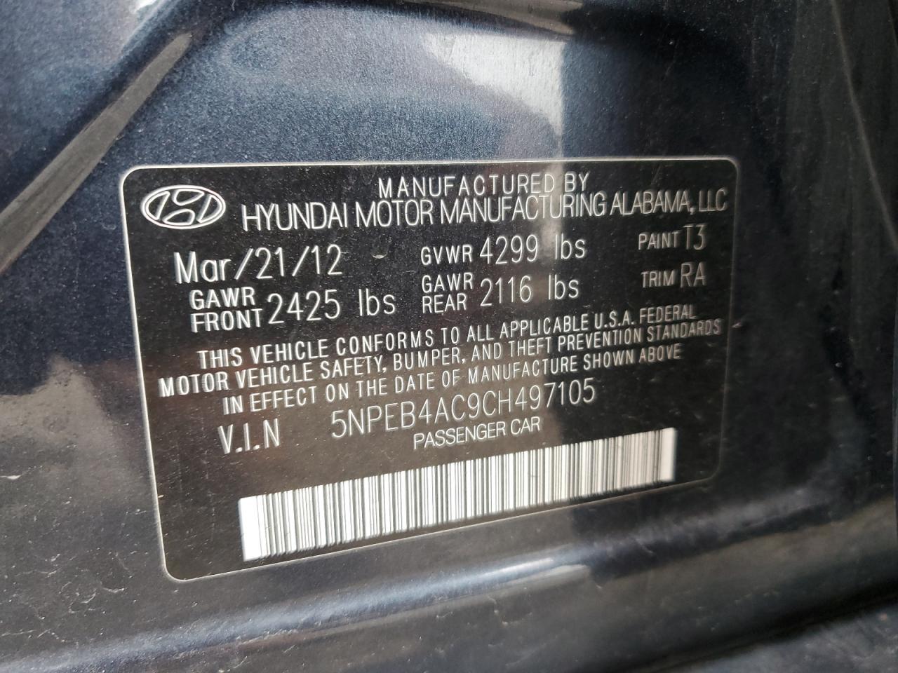 2012 HYUNDAI SONATA