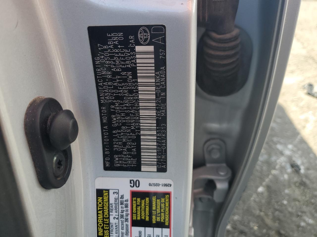 2017 TOYOTA COROLLA