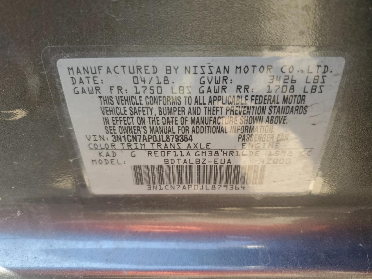 2018 NISSAN VERSA