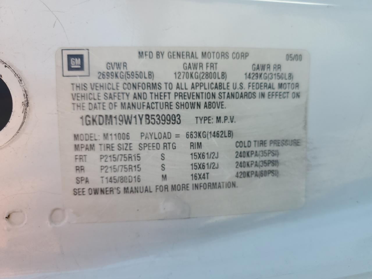 2000 GMC SAFARI