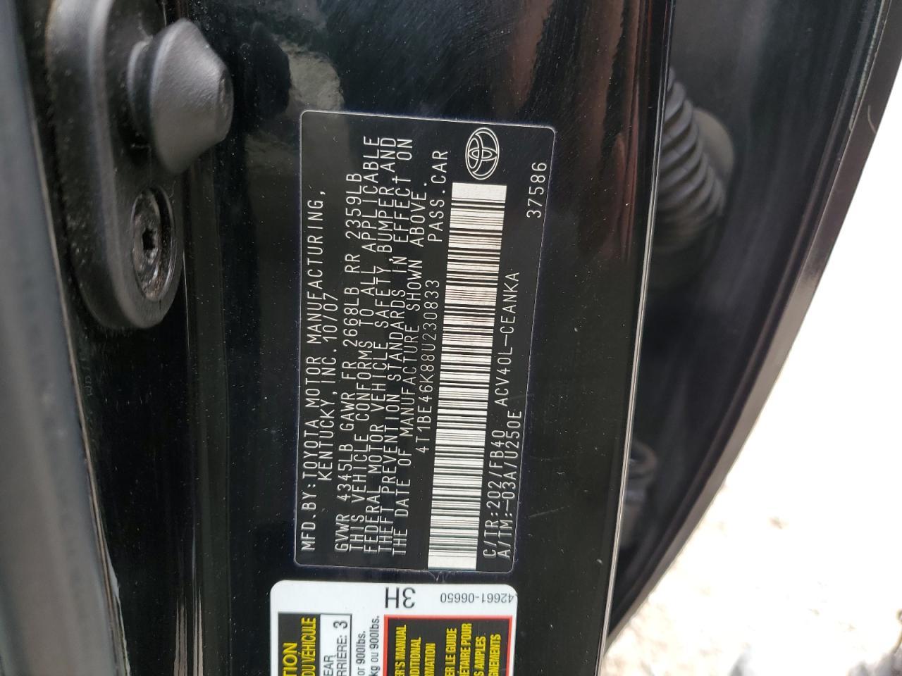 2008 TOYOTA CAMRY