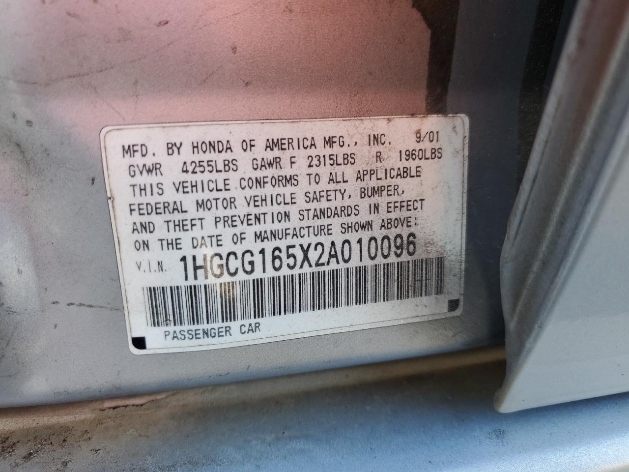 2002 HONDA ACCORD
