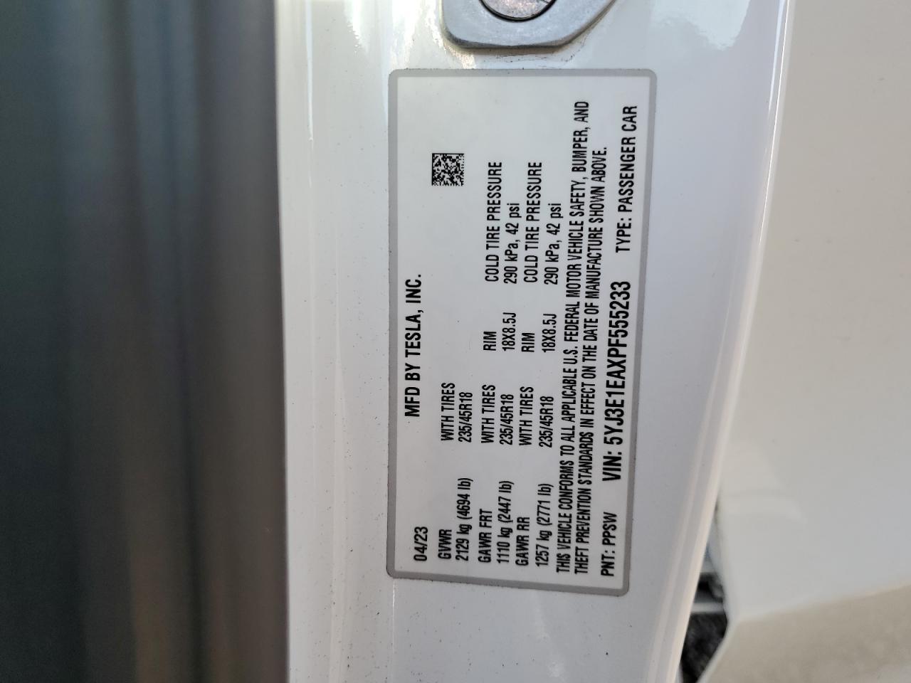2023 TESLA MODEL 3