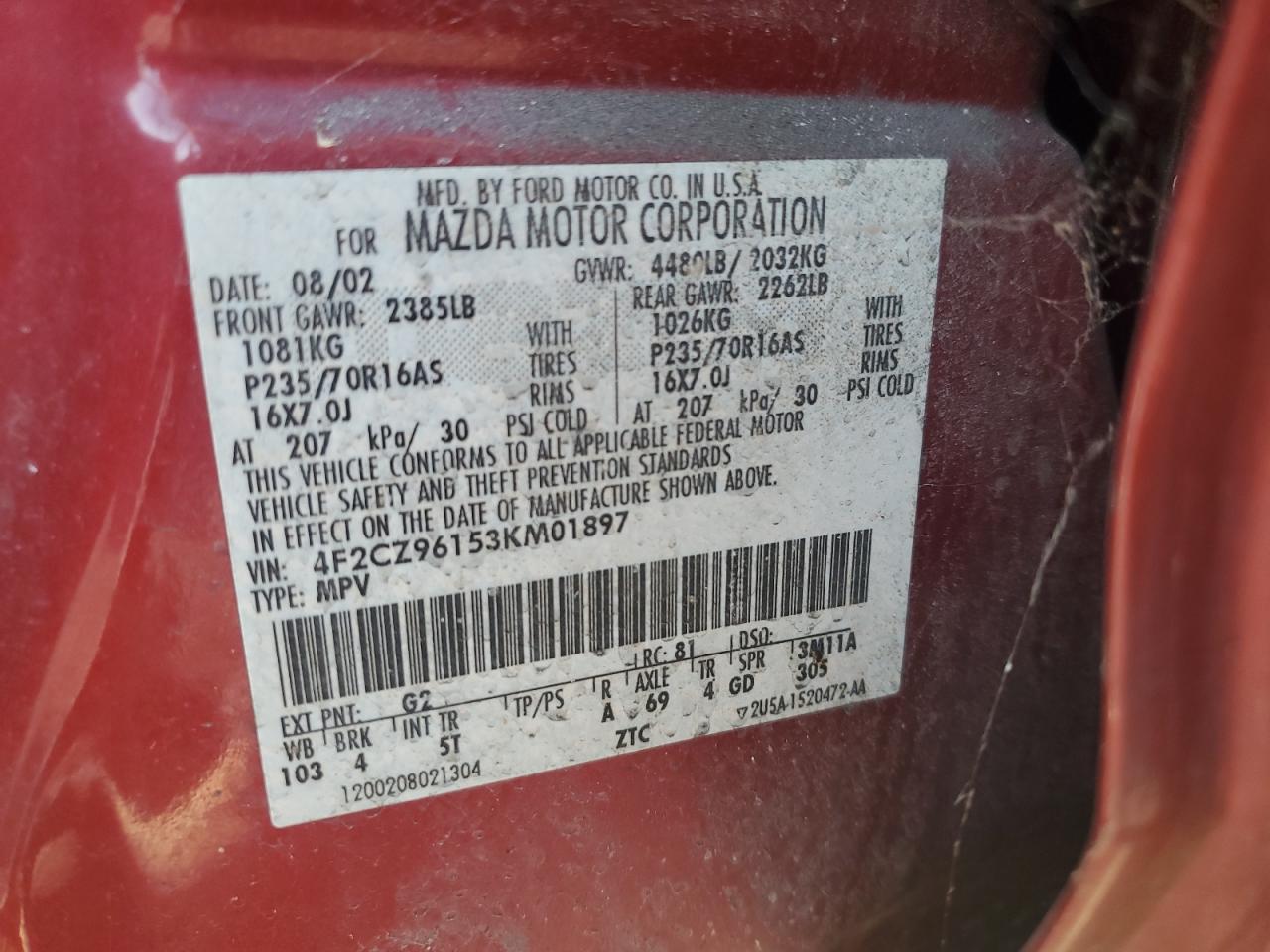 2003 MAZDA Tribute