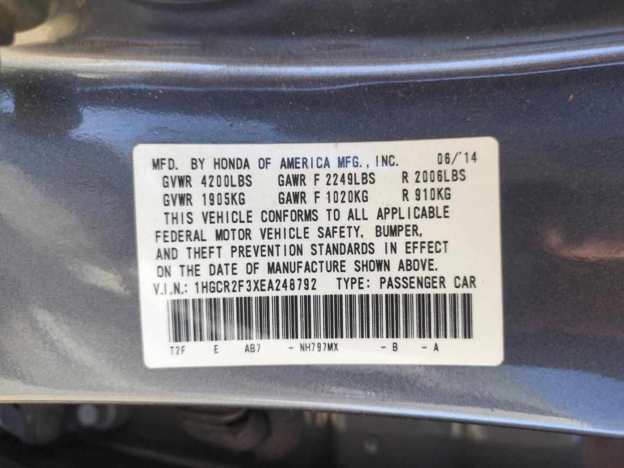 2014 HONDA ACCORD