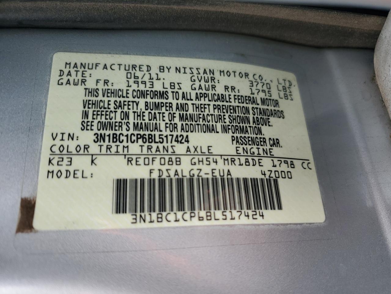 2011 NISSAN VERSA