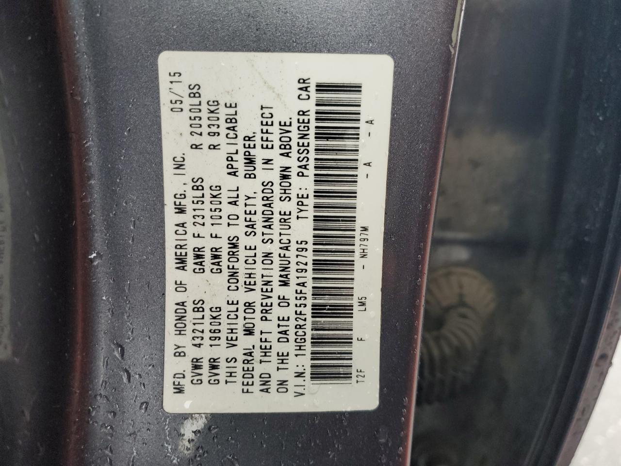 2015 HONDA ACCORD