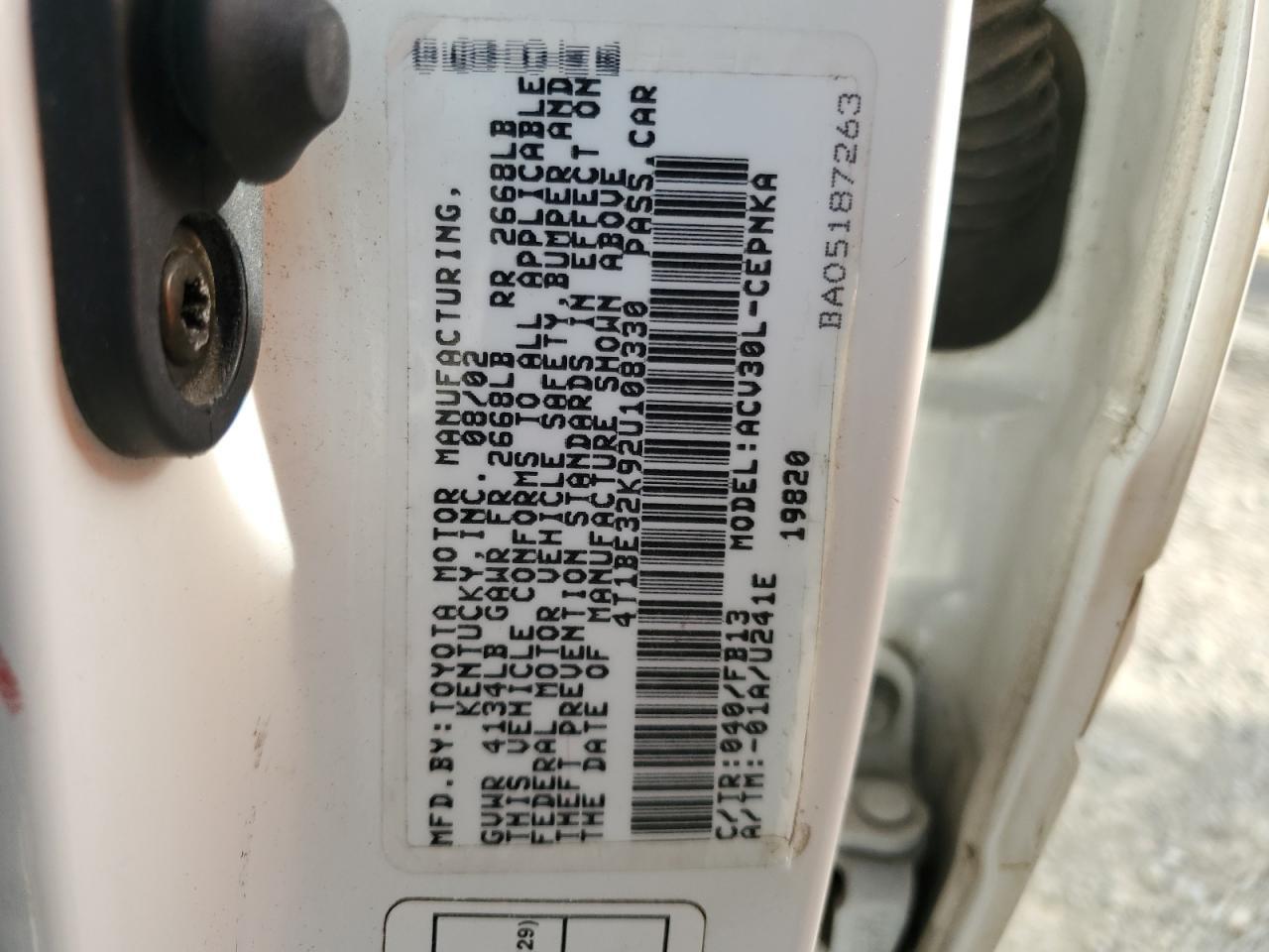 2002 TOYOTA CAMRY