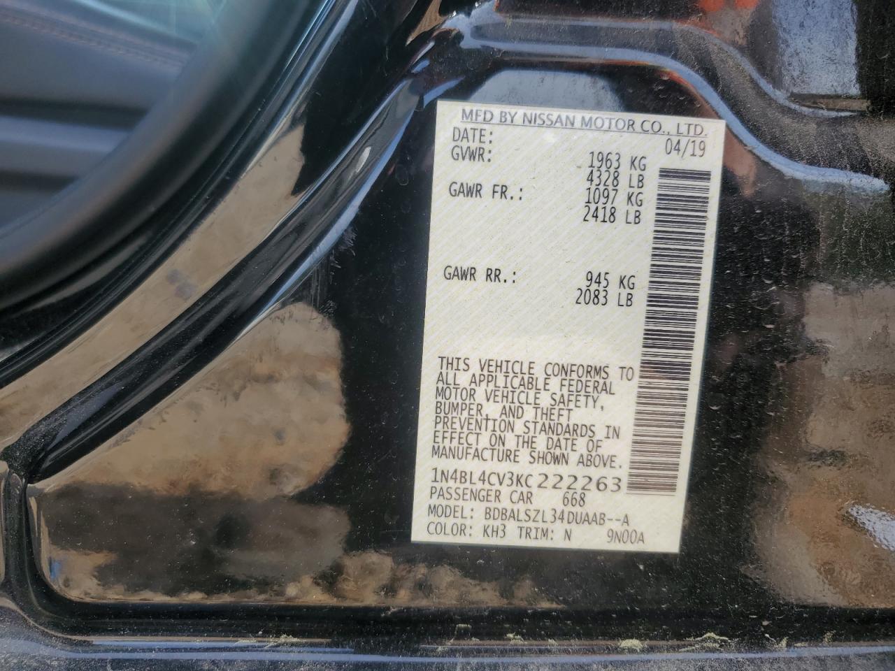 2019 NISSAN ALTIMA