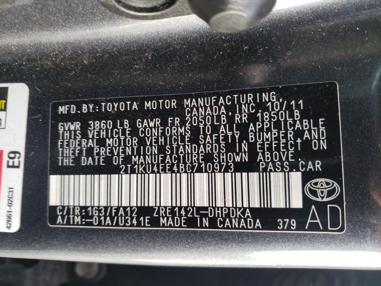 2011 TOYOTA COROLLA