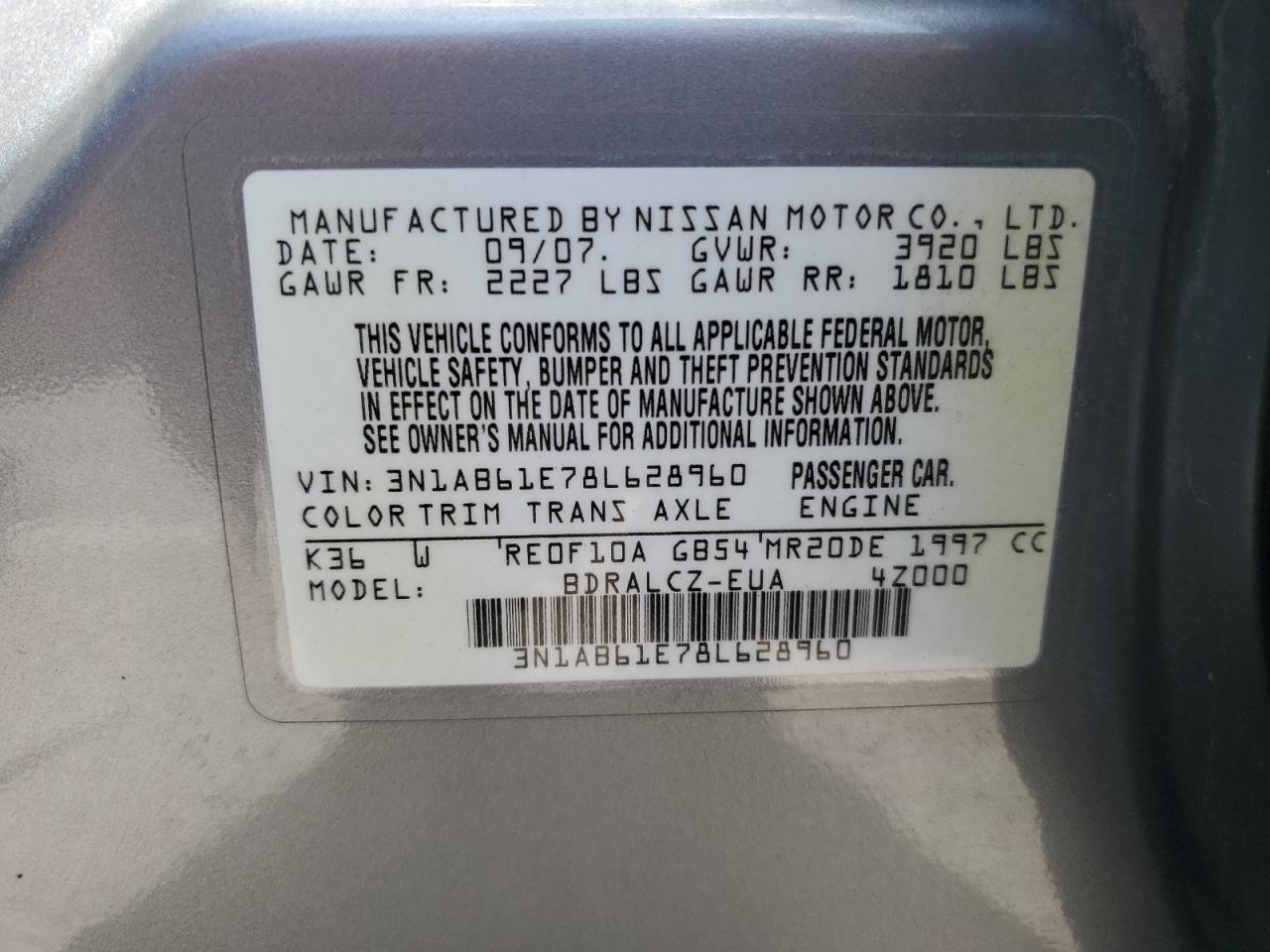 2008 NISSAN SENTRA