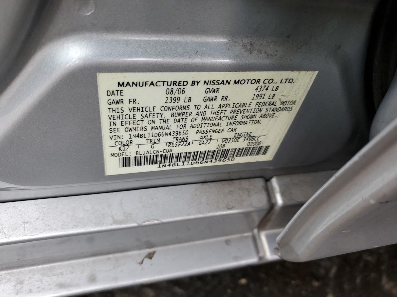 2006 NISSAN ALTIMA